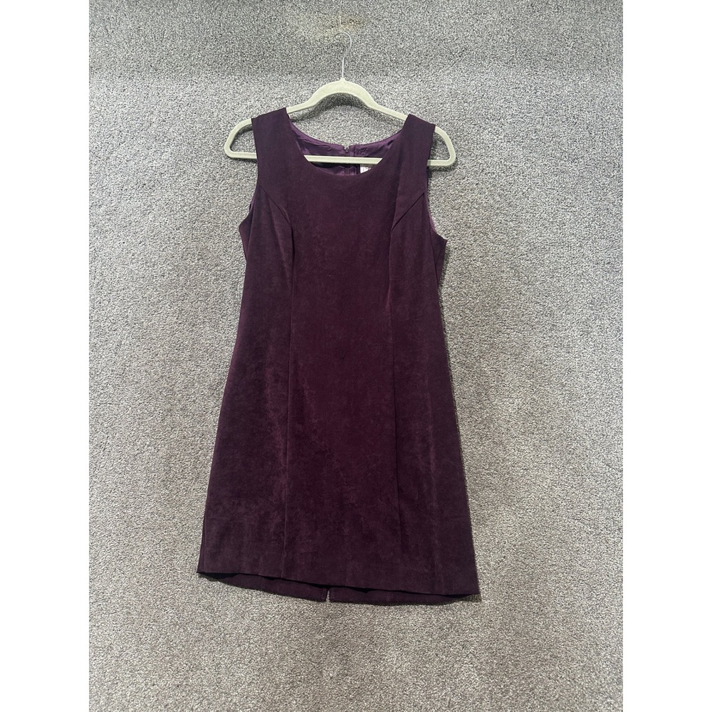 Worthington Purple Faux Suede Sleeveless Sheath Dress 12P Dark Academia
